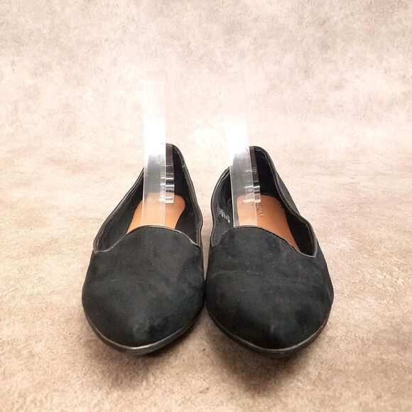 Merona Womens Size 7.5 Black Slip On Loafer Pointed Toe Flats - Picture 2 of 11